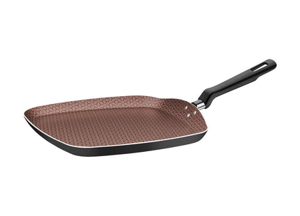 Tramontina Rivoli Negro Aluminum Flat Skillet Grill with Interior and Exterior Starflon Max Nonstick Coating Ø 26 cm, 1 L