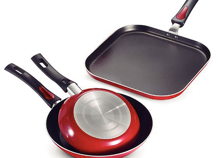 Juego de Sartenes Tramontina Everyday en Aluminio con Revestimiento Interno en Antiadherente Starflon Max y Externo Siliconado Rojo 03 Piezas