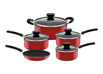 Batería de Cocina Tramontina Pádua en Aluminio con Revestimiento Interno en Starflon Max y Externo de Poliéster Rojo 05 Piezas