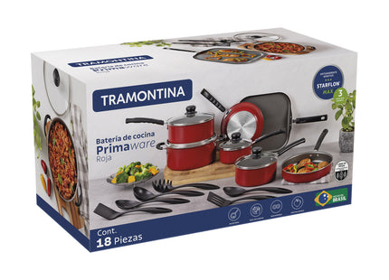 Batería de Cocina Tramontina Primaware 18 Piezas Rojo