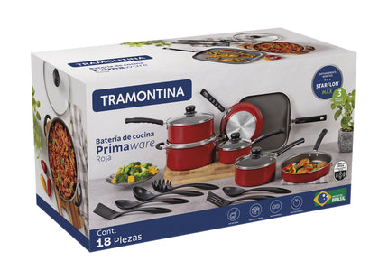 Batería de Cocina Tramontina Primaware 18 Piezas Rojo