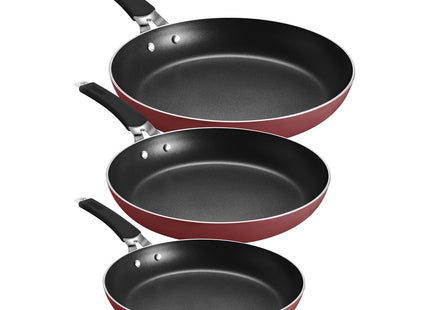 Juego de Sartenes Tramontina en Aluminio con Revestimiento Interno Antiadherente y Externo Siliconado Rojo 3 Piezas