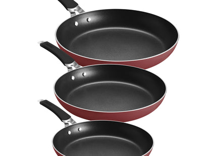Juego de Sartenes Tramontina en Aluminio con Revestimiento Interno Antiadherente y Externo Siliconado Rojo 3 Piezas
