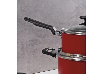 Batería de Cocina Tramontina Roch en Aluminio con Revestimiento Interno Antiadherente Starflon Max y Externo Siliconado Rojo 10 Piezas