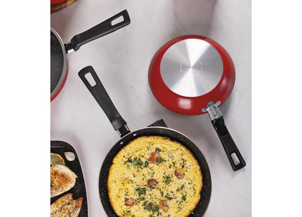 Batería de Cocina Tramontina Roch en Aluminio con Revestimiento Interno Antiadherente Starflon Max y Externo Siliconado Rojo 10 Piezas