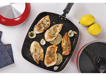 Batería de Cocina Tramontina Roch en Aluminio con Revestimiento Interno Antiadherente Starflon Max y Externo Siliconado Rojo 10 Piezas