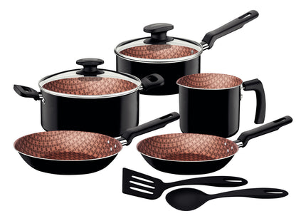 Batería de Cocina Tramontina Loreto en Aluminio con Revestimiento Interno y Externo con Antiadherente Starflon Max Negro 9 Piezas