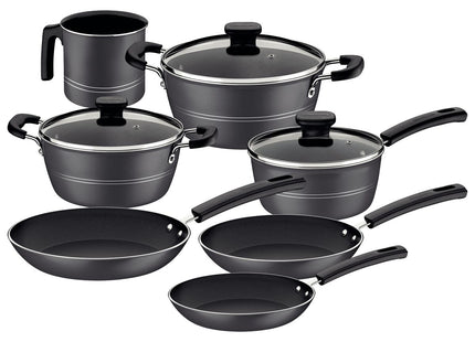 Batería de cocina Tramontina en aluminio con revestimiento interno y externo de antiadherente Starflon Excellent 10 piezas