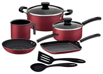 Batería de Cocina Tramontina Paris Excellent en Aluminio con Revestimiento Interno y Externo de Antiadherente Starflon Excellent Rojo 9 Piezas