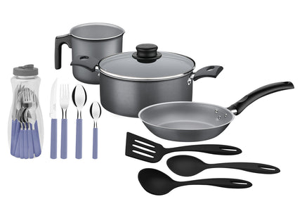 Juego de Cocina Tramontina en Aluminio con Revestimiento Interno y Externo en Antiadherente Starflon Max 24 Piezas