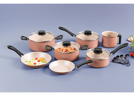 Batería de Cocina Tramontina Linz en Aluminio con Revestimiento Interno y Externo en Antiadherente Starflon Max Marrón 16 Piezas