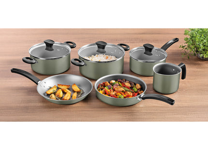Batería de Cocina Tramontina Michigan en Aluminio con Revestimiento Interno y Externo Antiadherente Starflon Max Verde 9 Piezas