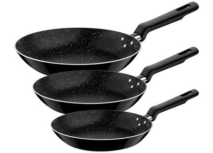 Juego de Sartenes Tramontina Pietra en Aluminio con Revestimiento Interno Starflon Max y Externo Siliconado Negro 3 Piezas