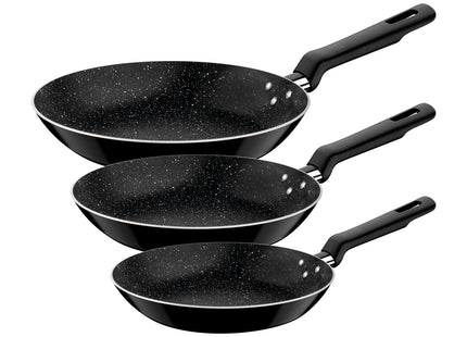 Juego de Sartenes Tramontina Pietra en Aluminio con Revestimiento Interno Starflon Max y Externo Siliconado Negro 3 Piezas
