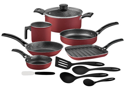 Juego de Cocina Tramontina Ankara en Aluminio con Revestimiento Interno y Externo en Antiadherente Starflon Max Rojo 12 Piezas