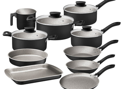 Batería de Cocina Tramontina Linz en Aluminio con Revestimiento Interno y Externo en Antiadherente Starflon Max Negro 10 Piezas