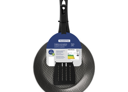 Sartén Tramontina Paris en Aluminio con Revestimiento Interno y Externo con Antiadherente Starflon Max Plomo con Espátula de Nylon 20 cm 0.8 L