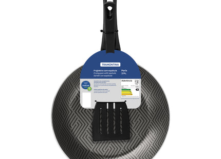 Sartén Tramontina Paris en Aluminio con Revestimiento Interno y Externo con Antiadherente Starflon Max Plomo con Espátula de Nylon 24 cm 1.2 L