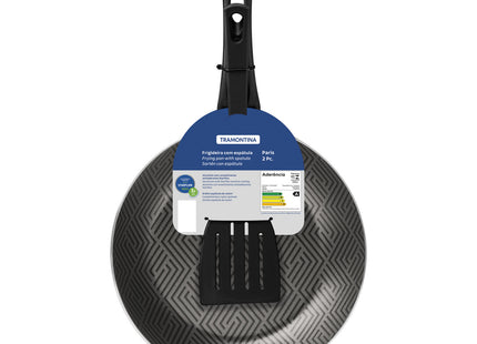 Sartén Tramontina Paris en Aluminio con Revestimiento Interno y Externo con Antiadherente Starflon Max Plomo con Espátula de Nylon 24 cm 1.2 L