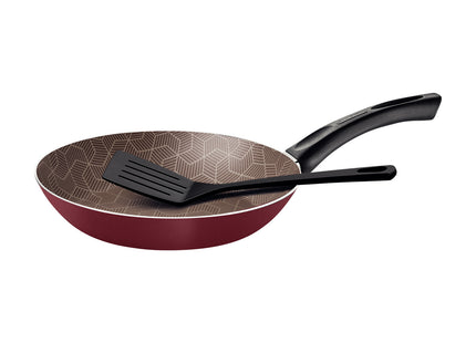 Sartén Tramontina Paris en Aluminio con Revestimiento Interno y Externo con Antiadherente Starflon Max Rojo con Espátula de Nylon 24 cm 1.2 L