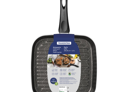 Bifera Tramontina Paris en Aluminio con Revestimiento Interno con Antiadherente Starflon Max y Externo de Silicona Negro 28 cm 2.3 L