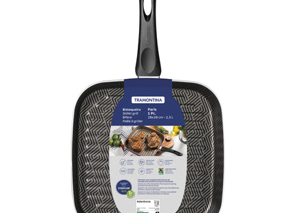Bifera Tramontina Paris en Aluminio con Revestimiento Interno con Antiadherente Starflon Max y Externo de Silicona Negro 28 cm 2.3 L
