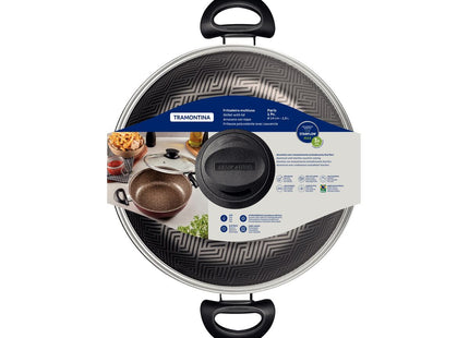 Arrocera Tramontina Paris en Aluminio con Revestimiento Interno y Externo Antiadherente Starflon Max Plomo con Tapa de Vidrio 24 cm 2.8 L