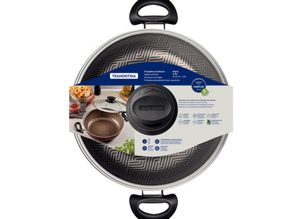 Arrocera Tramontina Paris en Aluminio con Revestimiento Interno y Externo Antiadherente Starflon Max Plomo con Tapa de Vidrio 24 cm 2.8 L