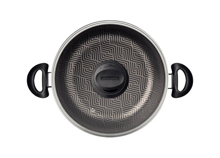 Arrocera Tramontina Paris en Aluminio con Revestimiento Interno y Externo Antiadherente Starflon Max Plomo con Tapa de Vidrio 24 cm 2.8 L