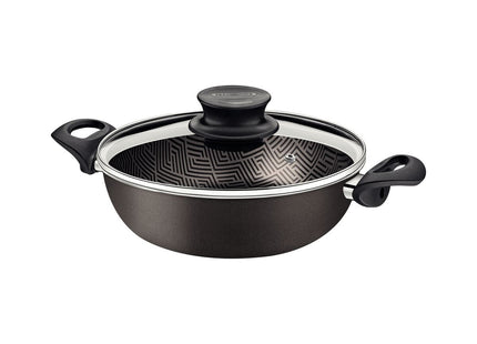 Arrocera Tramontina Paris en Aluminio con Revestimiento Interno y Externo Antiadherente Starflon Max Plomo con Tapa de Vidrio 24 cm 2.8 L
