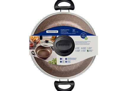 Arrocera Tramontina Paris en Aluminio con Revestimiento Interno y Externo Antiadherente Starflon Max Rojo con Tapa de Vidrio 24 cm 2.8 L