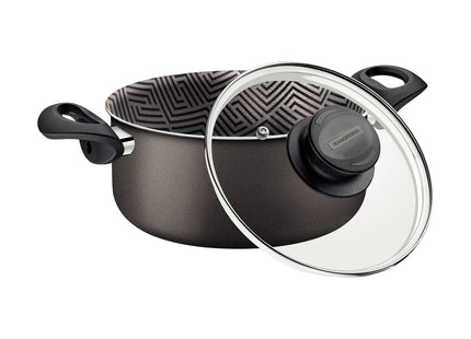 Cacerola Tramontina Paris en Aluminio con Revestimiento Interno y Externo Antiadherente Starflon Max Plomo con Tapa de Vidrio 24 cm 4.9 L