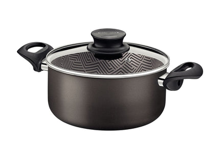 Cacerola Tramontina Paris en Aluminio con Revestimiento Interno y Externo Antiadherente Starflon Max Plomo con Tapa de Vidrio 24 cm 4.9 L