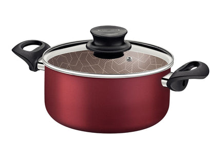 Cacerola Tramontina Paris en Aluminio con Revestimiento Interno y Externo Antiadherente Starflon Max Rojo con Tapa de Vidrio 26 cm 6.3 L
