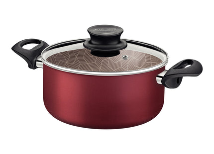 Cacerola Tramontina Paris en Aluminio con Revestimiento Interno y Externo Antiadherente Starflon Max Rojo con Tapa de Vidrio 26 cm 6.3 L