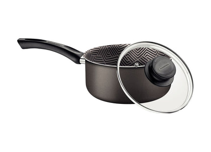 Olla Tramontina Paris en Aluminio con Revestimiento Interno y Externo Antiadherente Starflon Max Plomo con Tapa de Vidrio 18 cm 2.1 L