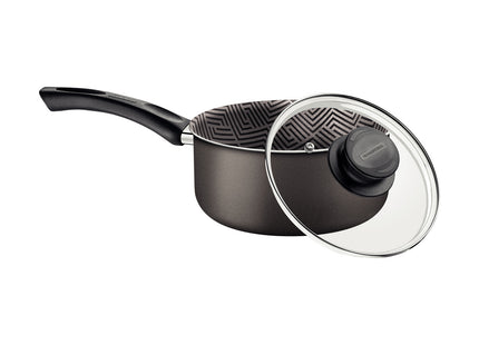 Olla Tramontina Paris en Aluminio con Revestimiento Interno y Externo Antiadherente Starflon Max Plomo con Tapa de Vidrio 18 cm 2.1 L