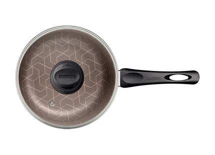Olla Tramontina Paris en Aluminio con Revestimiento Interno y Externo Antiadherente Starflon Max Rojo con Tapa de Vidrio 18 cm 2.1 L