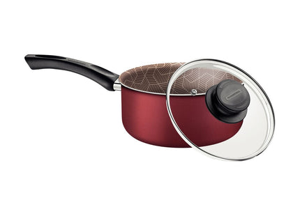 Olla Tramontina Paris en Aluminio con Revestimiento Interno y Externo Antiadherente Starflon Max Rojo con Tapa de Vidrio 18 cm 2.1 L