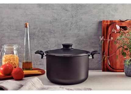 Olla Pasta Tramontina Paris en Aluminio con Revestimiento Interno y Externo con Antiadherente Starflon Max con Tapa de Aluminio Plomo 24 cm 7.2 L