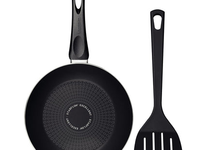 Sartén Tramontina Paris+ en Aluminio con Revestimiento Interno y Externo en Antiadherente Starflon Excellent Negro con Espátula de 24 cm 1.2 L