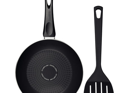 Sartén Tramontina Paris+ en Aluminio con Revestimiento Interno y Externo en Antiadherente Starflon Excellent Negro con Espátula de 20 cm 0.8 L