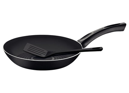 Sartén Tramontina Paris+ en Aluminio con Revestimiento Interno y Externo en Antiadherente Starflon Excellent Negro con Espátula de 28 cm 2 L
