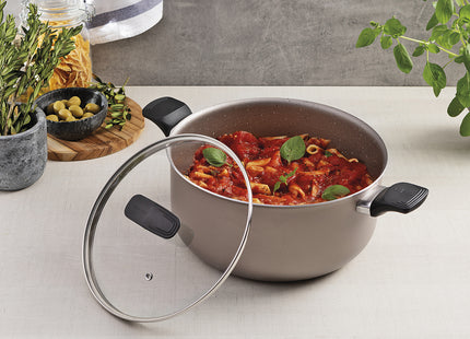 Cacerola Tramontina Milazzo en Aluminio con Revestimiento Interno y Externo en Antiadherente Starflon Max Almendra 24 cm