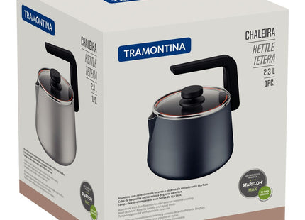 Tetera Tramontina en Aluminio con Revestimiento Interno y Externo de Antiadherente Starflon Max Azul Marino 2.3 L