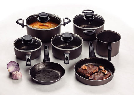 Batería de Cocina Tramontina Paris en Aluminio con Revestimiento Interno y Externo con Antiadherente Starflon Max Plomo 7 Piezas