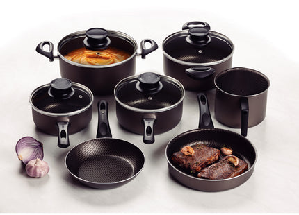 Batería de Cocina Tramontina Paris en Aluminio con Revestimiento Interno y Externo con Antiadherente Starflon Max Plomo 7 Piezas