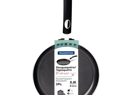 Panquequera Tramontina Mônaco Induction en Aluminio con Revestimiento Interno y Externo Antiadherente Starflon Premium Negro 22 cm 0.8 L