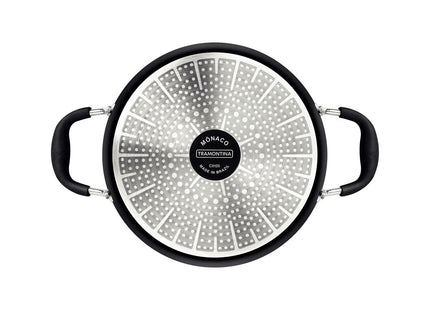 Cacerola Tramontina Mônaco Induction en Aluminio con Revestimiento Interno y Externo Antiadherente Starflon Premium Negro con Tapa Vidrio 24 cm 4.5 L