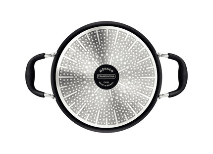 Cacerola Tramontina Mônaco Induction en Aluminio con Revestimiento Interno y Externo Antiadherente Starflon Premium Negro con Tapa Vidrio 24 cm 4.5 L